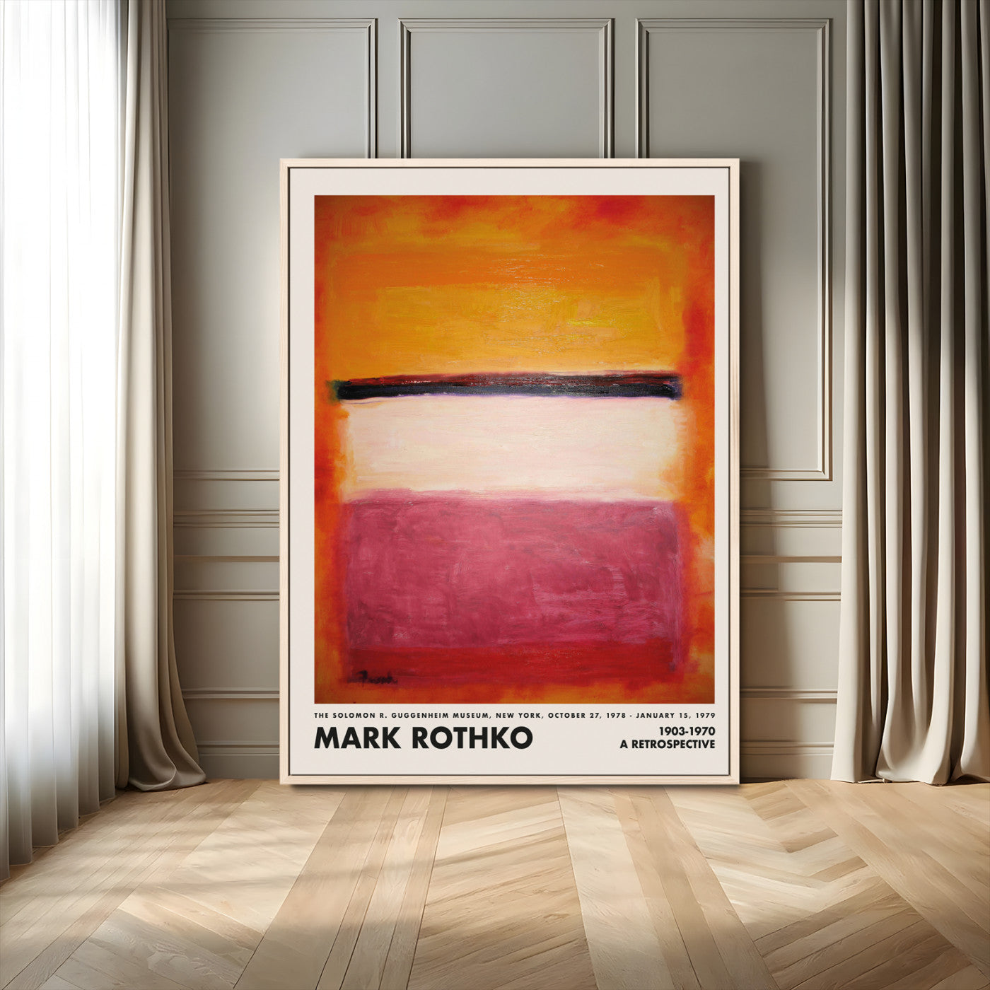60690-MGV-FC-24X36_Natural-Mark Rothko Abstract Wall Art – Orange and Red Color Field Canvas Print, Modern Minimalist Painting Poster for Living Room, Office