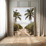 47319550-MGV-FC-24X36-Tropical Beach Wall Art Canvas Print, Framed Rustic Sand Art Picture Print, Palm Tree Perfect Tropical Coastal Decor Artwork