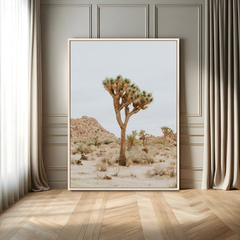 80210318-MGV-FC-24X36-Joshua Tree Wall Art Canvas Print, Framed Desert Minimalism Art Picture Print, Neutral Earth Tones Perfect Southwestern Minimalist