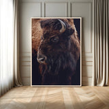 56758157-MGV-FC-24X36_Natural-Bison Portrait Wall Art Canvas Print, Framed Rustic Wall Accent Art Picture Print, Lodge Style Perfect Rustic Lodge Decor Artwork