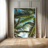31086560-MGV-FC-24X36-Palm Leaves Wall Art Canvas Print, Framed Tropical Vibes Art Picture Print, Green Foliage Perfect Tropical Boho Decor Artwork