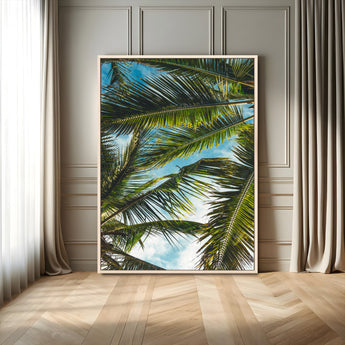 31086560-MGV-FC-24X36-Palm Leaves Wall Art Canvas Print, Framed Tropical Vibes Art Picture Print, Green Foliage Perfect Tropical Boho Decor Artwork
