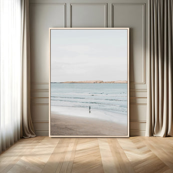66350373-MGV-FC-24X36_Natural-Minimalist Beach Wall Art Canvas Print, Framed Soft Blue Tones Art Picture Print, Tranquil Ocean Perfect Coastal Minimalist Decor