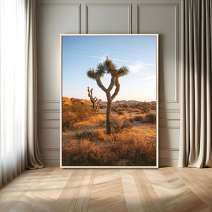90776393-MGV-FC-24X36_Natural-Joshua Tree Wall Art Canvas Print, Framed Golden Hour Desert Art Picture Print, Sunset Glow Perfect Southwestern Boho Decor