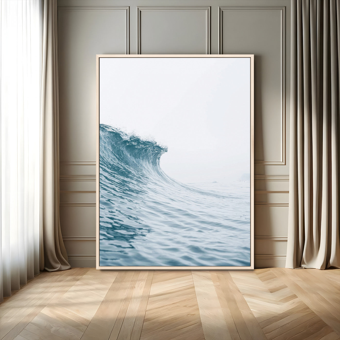38699249-MGV-CV-24X36-Ocean Wave Wall Art – Minimalist Sea Canvas Print, Rising Surf and Misty Horizon Photography Decor for Bedroom, Living Room,