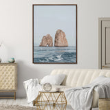 23148844-MGV-CV-24X36-Faraglioni Capri Wall Art Canvas Print, Framed Serene Ocean Art Picture Print, Mediterranean Coastal Perfect Mediterranean