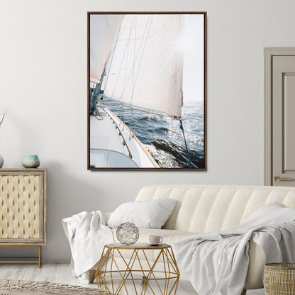 95570785-MGV-CV-24X36-Sailing Boat Wall Art Canvas Print, Framed Bright Nautical Art Picture Print, Sailing Sea Perfect Coastal Minimalist Decor Artwork