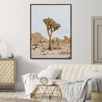 80210318-MGV-CV-24X36-Joshua Tree Wall Art Canvas Print, Framed Desert Minimalism Art Picture Print, Neutral Earth Tones Perfect Southwestern Minimalist