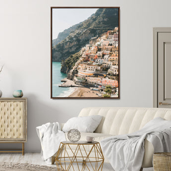 28897019-MGV-CV-24X36-Positano Coastline Wall Art Canvas Print, Framed Amalfi Architecture Art Picture Print, Italian Riviera Perfect Mediterranean