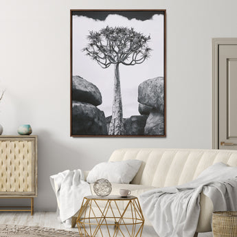 60628080-MGV-CV-24X36-Bold Tree Silhouette Wall Art Canvas Print, Framed Sculptural Tree Shape Art Picture Print, Desert Tree Perfect Modern Desert