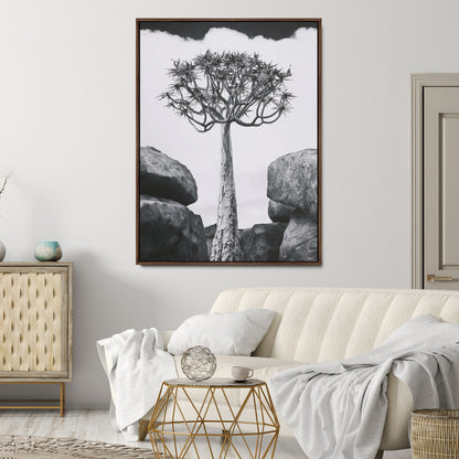 60628080-MGV-CV-24X36-Bold Tree Silhouette Wall Art Canvas Print, Framed Sculptural Tree Shape Art Picture Print, Desert Tree Perfect Modern Desert