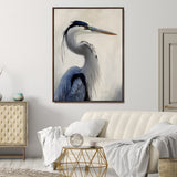 79581184-MGV-CV-24X36-Blue Heron Wall Art Canvas Print, Framed Elegant Wildlife Art Picture Print, Minimalist Bird Theme Perfect Coastal Minimalist