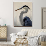 60171823-MGV-CV-24X36-Blue Heron Wall Art Canvas Print, Framed Coastal Bird Theme Art Picture Print, Minimalist Wildlife Perfect Coastal Minimalist