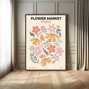 63455-MGV-FC-24X36_Walnut-Flower Market Paris Wall Art – Modern Floral Poster Print, Minimalist Botanical Artwork for Living Room, Bedroom, or Office Decor