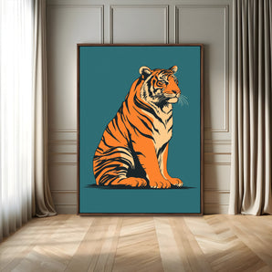 45688-MGV-FC-24X36_Walnut-Tiger Wall Art – Bold Jungle Cat Canvas Print, Modern Wildlife Animal Decor for Living Room, Bedroom, Office or Nature Inspired