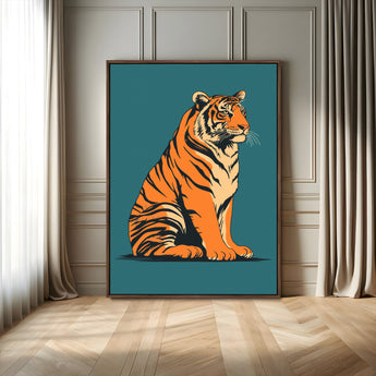 45688-MGV-FC-24X36_Walnut-Tiger Wall Art – Bold Jungle Cat Canvas Print, Modern Wildlife Animal Decor for Living Room, Bedroom, Office or Nature Inspired