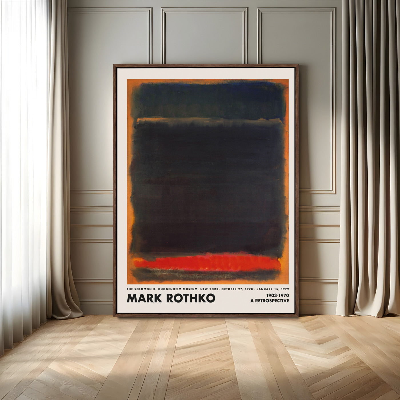 32866-MGV-FC-24X36_Walnut-Mark Rothko Wall Art – Dark Abstract Expressionist Canvas Print, Bold Color Field Painting for Modern Living Room, Office, or