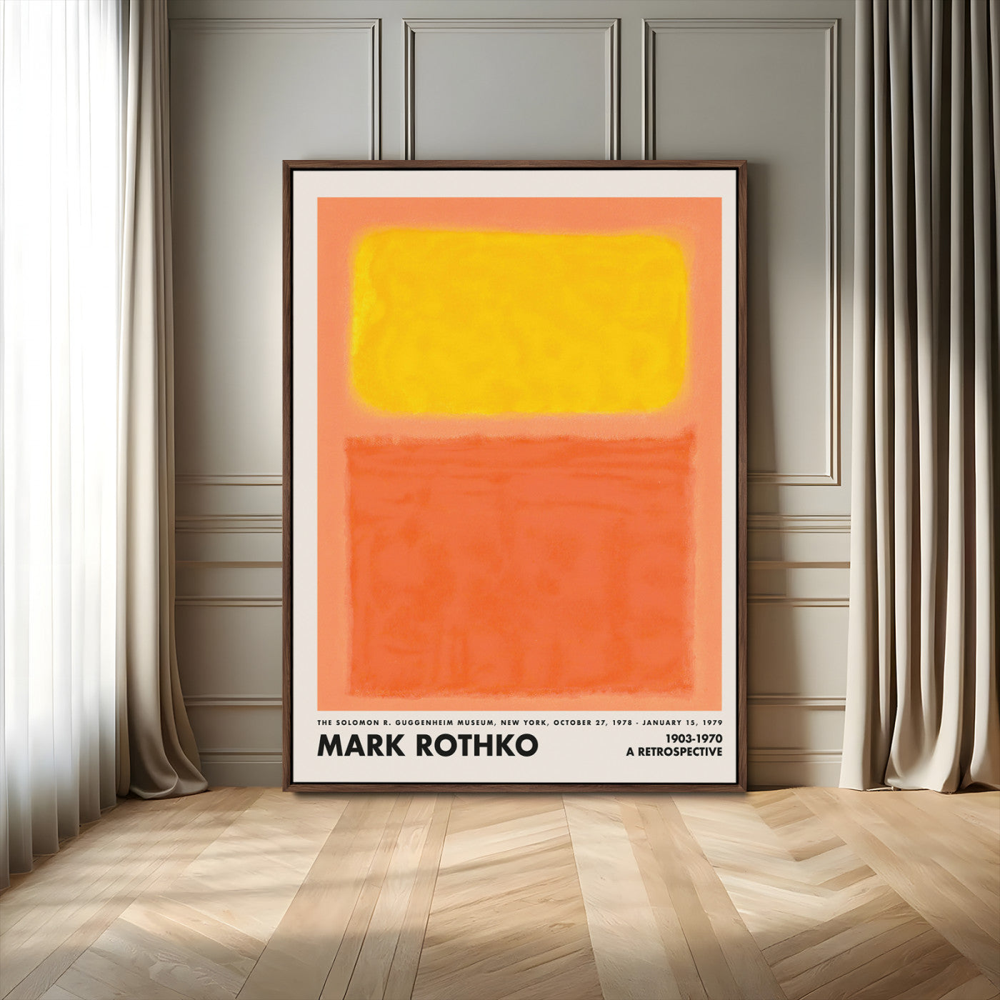 20361-MGV-FC-24X36_Walnut-Mark Rothko Wall Art – Yellow and Orange Abstract Canvas Print, Color Field Painting for Modern Living Room, Office, or Gallery