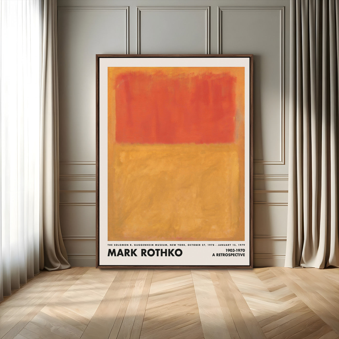 30566-MGV-FC-24X36_Walnut-Mark Rothko Abstract Wall Art – Red and Orange Color Field Canvas Print and Modern Minimalist Painting Poster for Living Room,