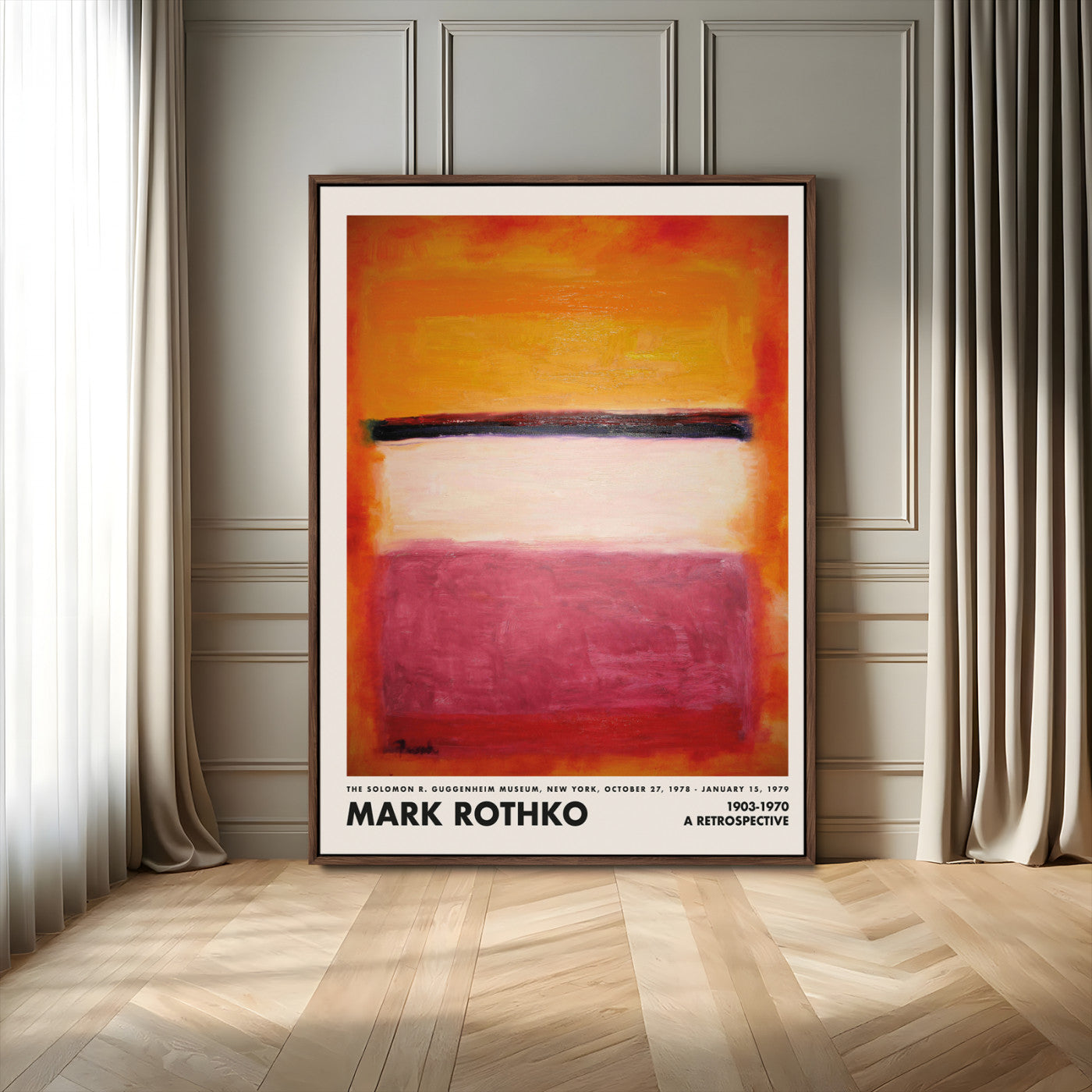 60690-MGV-FC-24X36_Walnut-Mark Rothko Abstract Wall Art – Orange and Red Color Field Canvas Print, Modern Minimalist Painting Poster for Living Room, Office