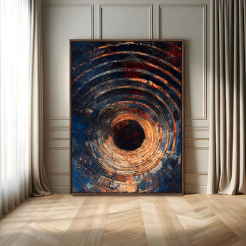 95449028-MGV-FC-24X36_Walnut-Textured Spiral Wall Art Canvas Print, Framed Abstract Void Art Picture Print, Wooden Vortex Perfect Modern Industrial Decor