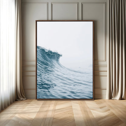99679915-MGV-FC-24X36_Walnut-Ocean Wave Wall Art Canvas Print, Framed Coastal Decor Art Picture Print, Modern Ocean Perfect Modern Coastal Minimalist Decor