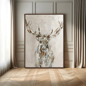 79642067-MGV-FC-24X36_Walnut-Abstract Deer Wall Art Canvas Print, Framed Lodge Style Decor Art Picture Print, Rustic Animal Wall Perfect Lodge Cabin Style