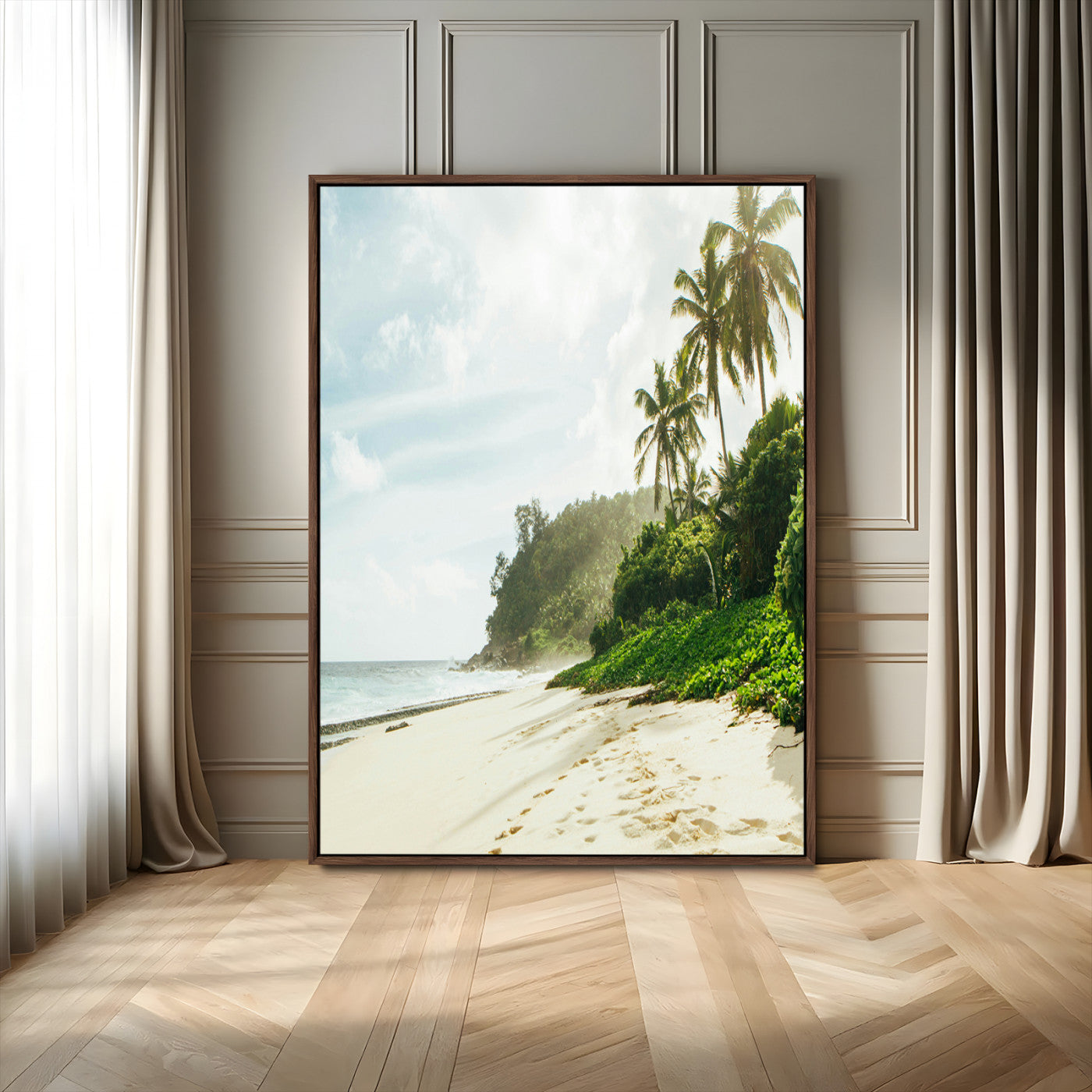 42984524-MGV-FC-24X36-Relaxing Beach Wall Art Canvas Print, Framed Ocean View Art Picture Print, Coastal Serenity Perfect Tropical Coastal Decor Artwork