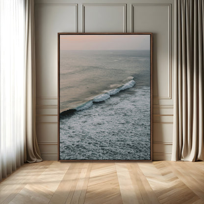 88999168-MGV-FC-24X36_Walnut-Ocean Waves Wall Art Canvas Print, Framed Coastal Serenity Art Picture Print, Relaxing Ocean Perfect Modern Coastal Decor Artwork