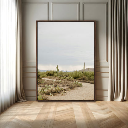 55042528-MGV-FC-24X36_Walnut-Minimalist Landscape Wall Art Canvas Print, Framed Rustic Boho Canvas Art Picture Print, Earthy Tones Art Perfect Southwestern