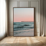 89450227-MGV-FC-24X36_Walnut-Minimalist Seascape Wall Art Canvas Print, Framed Soft Pastel Sunset Art Picture Print, Tranquil Ocean Perfect Minimalist Coastal