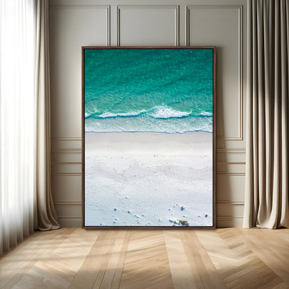 26150405-MGV-FC-24X36_Walnut-Soft Waves Wall Art Canvas Print, Framed Seaside Escape Art Picture Print, Minimalist Beach Aesthetic Perfect Coastal Minimalist