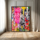 23129-MGV-FC-24X36_Walnut-Street Love Wall Art Canvas Print, Framed Pop Graffiti Art Picture Print, Neon Lettering Perfect Urban Pop Decor Artwork