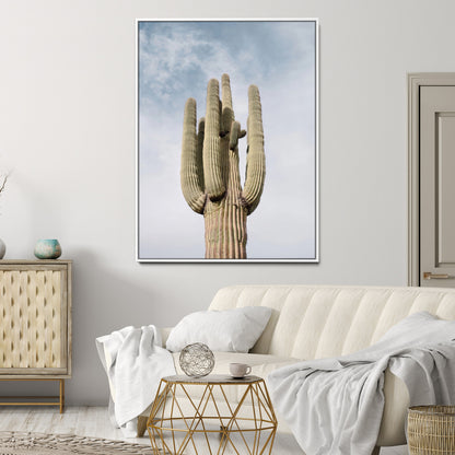 44868276-MGV-CV-24X36-Saguaro Cactus Wall Art Canvas Print, Framed Earthy Desert Art Picture Print, Warm Botanical Perfect Southwestern Boho Decor