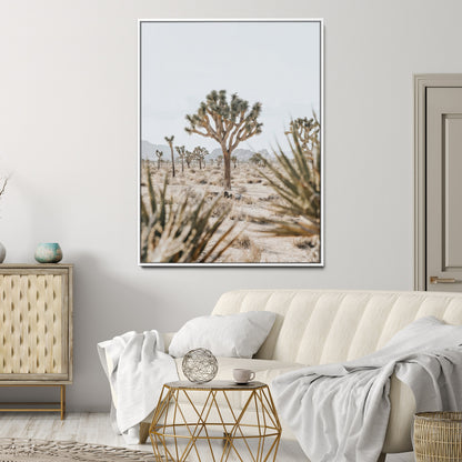 24058625-MGV-CV-24X36-Joshua Tree Wall Art Canvas Print, Framed Earthy Desert Art Picture Print, Neutral Desert Perfect Southwestern Minimalist Decor