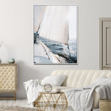 95570785-MGV-CV-24X36-Sailing Boat Wall Art Canvas Print, Framed Bright Nautical Art Picture Print, Sailing Sea Perfect Coastal Minimalist Decor Artwork