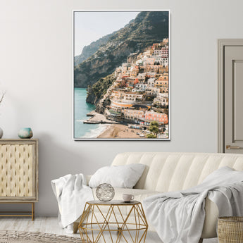 28897019-MGV-CV-24X36-Positano Coastline Wall Art Canvas Print, Framed Amalfi Architecture Art Picture Print, Italian Riviera Perfect Mediterranean