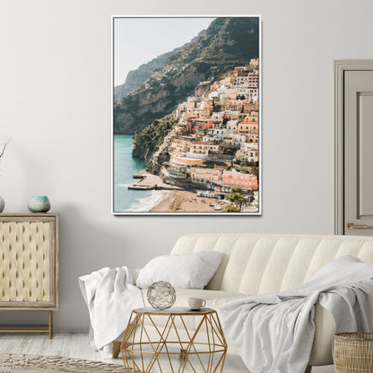28897019-MGV-CV-24X36-Positano Coastline Wall Art Canvas Print, Framed Amalfi Architecture Art Picture Print, Italian Riviera Perfect Mediterranean