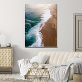 46042804-MGV-CV-24X36-Aerial Beach Wall Art Canvas Print, Framed Coastal Waves Art Picture Print, Turquoise Ocean Perfect Modern Coastal Decor Artwork
