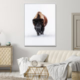 11394883-MGV-CV-24X36-Winter Bison Wall Art Canvas Print, Framed Rustic Wildlife Art Picture Print, Bold Animal Art Perfect Rustic Lodge Decor Artwork