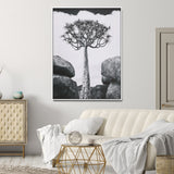 60628080-MGV-CV-24X36-Bold Tree Silhouette Wall Art Canvas Print, Framed Sculptural Tree Shape Art Picture Print, Desert Tree Perfect Modern Desert