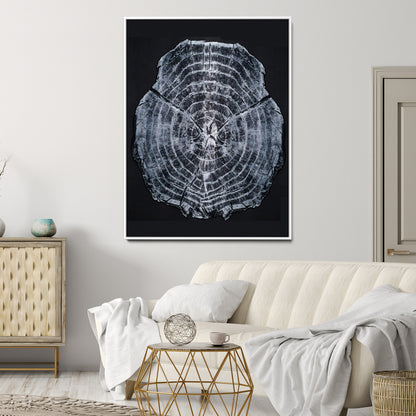 67859667-MGV-CV-24X36-Tree Ring Wall Art Wall Art Canvas Print, Framed Wood Slice Canvas Art Picture Print, Monochrome Nature Decor Perfect Modern