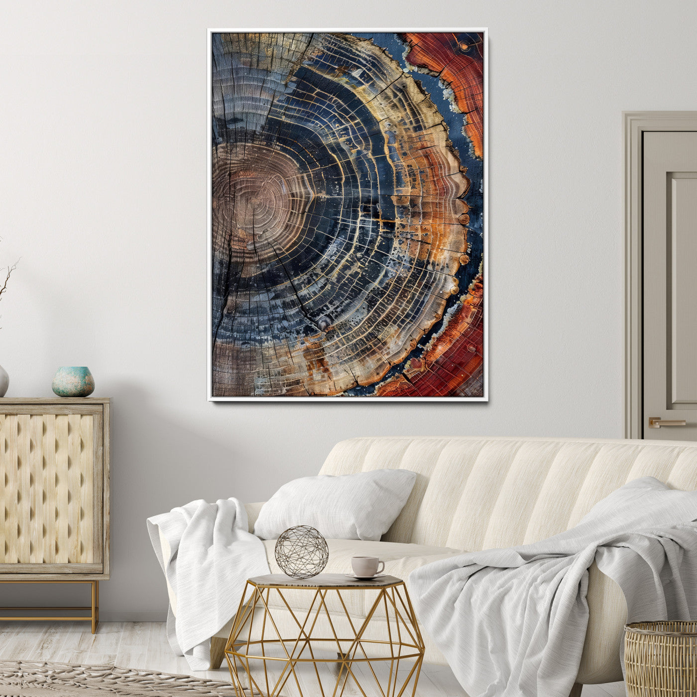 92693966-MGV-CV-24X36-Timber Cut Close-Up Wall Art Canvas Print, Framed Rustic Wood Canvas Art Picture Print, Natural Texture Decor Perfect Modern Lodge