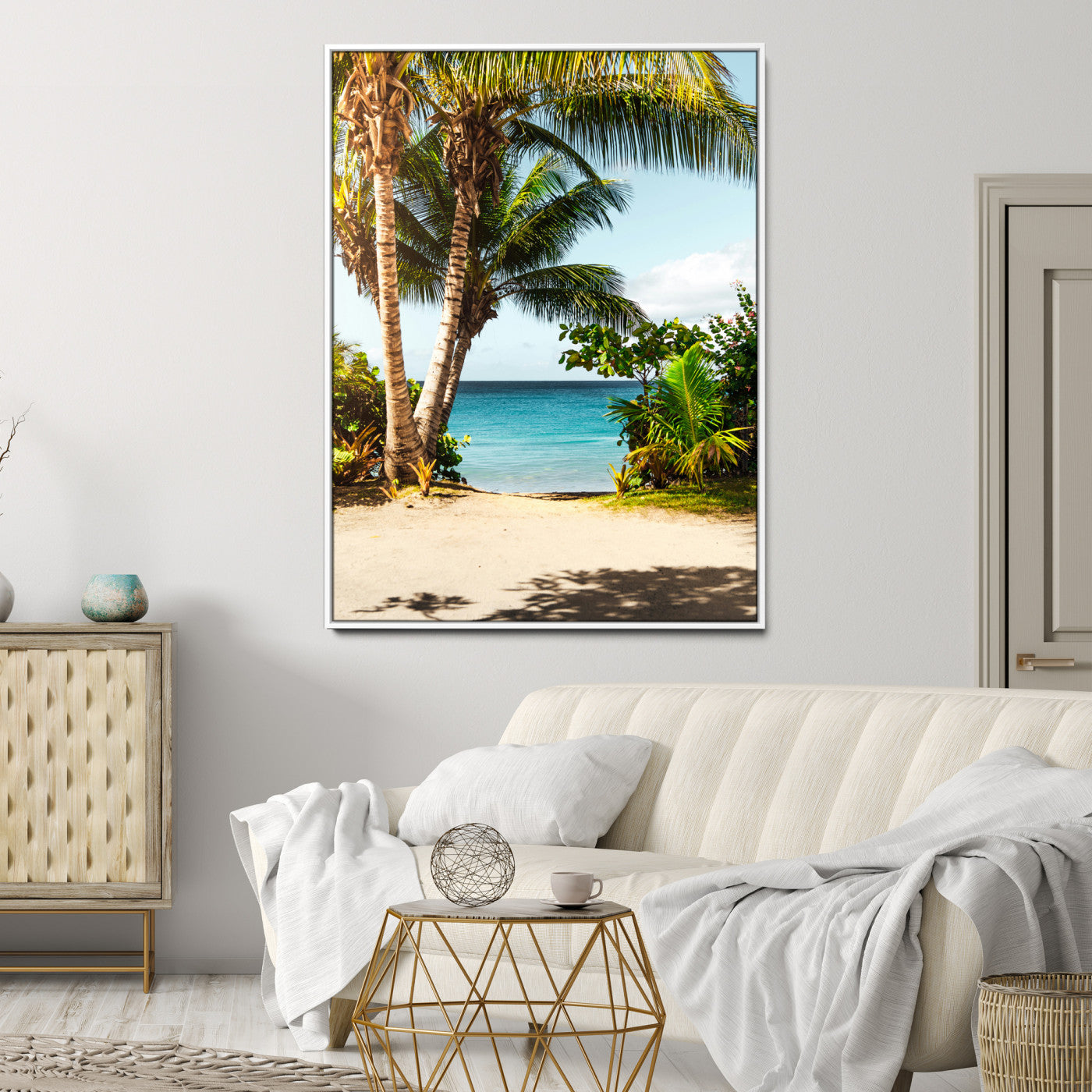 10046923-MGV-CV-24X36-Palm Tree Canvas Wall Art Canvas Print, Framed Coastal Wall Art Art Picture Print, Island Wall Decor Perfect Coastal Tropical