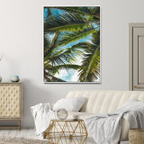 31086560-MGV-CV-24X36-Palm Leaves Wall Art Canvas Print, Framed Tropical Vibes Art Picture Print, Green Foliage Perfect Tropical Boho Decor Artwork