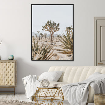 24058625-MGV-CV-24X36-Joshua Tree Wall Art Canvas Print, Framed Earthy Desert Art Picture Print, Neutral Desert Perfect Southwestern Minimalist Decor