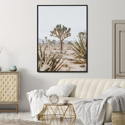 24058625-MGV-CV-24X36-Joshua Tree Wall Art Canvas Print, Framed Earthy Desert Art Picture Print, Neutral Desert Perfect Southwestern Minimalist Decor