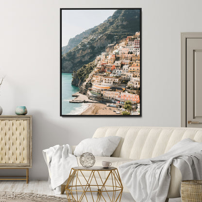 28897019-MGV-CV-24X36-Positano Coastline Wall Art Canvas Print, Framed Amalfi Architecture Art Picture Print, Italian Riviera Perfect Mediterranean