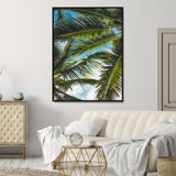 31086560-MGV-CV-24X36-Palm Leaves Wall Art Canvas Print, Framed Tropical Vibes Art Picture Print, Green Foliage Perfect Tropical Boho Decor Artwork