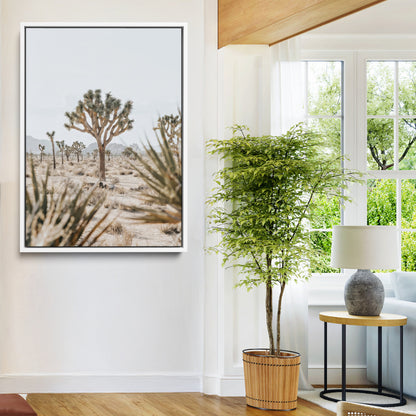 24058625-MGV-FC-24X36-Joshua Tree Wall Art Canvas Print, Framed Earthy Desert Art Picture Print, Neutral Desert Perfect Southwestern Minimalist Decor
